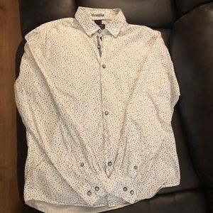 Denim snd flower long sleeve med mens shrt